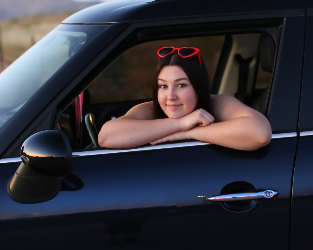 teen girl in car