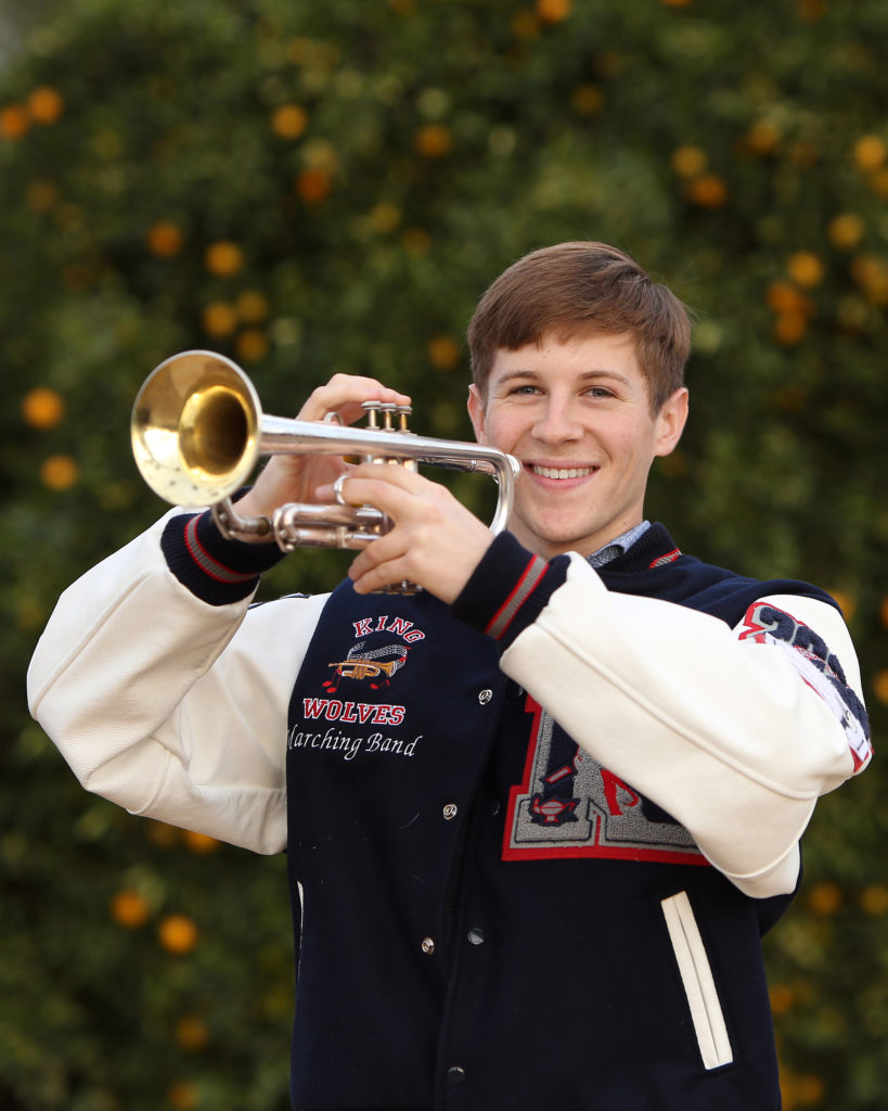 trumpet playing senior