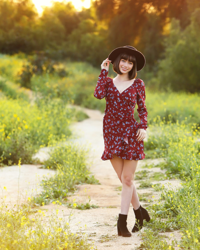 senior photoshoot in red dress