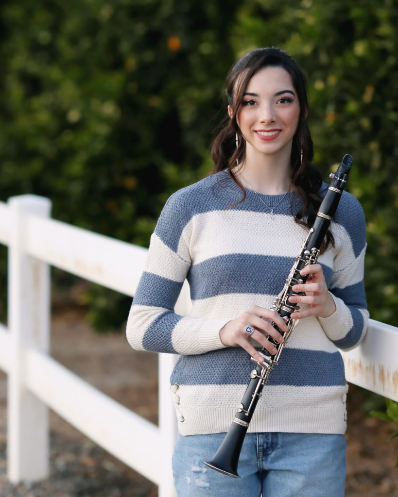 teen girl with clarinet